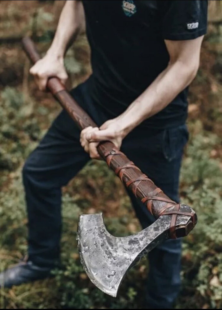 Handmade Carbon Steel Berserker Viking Axe Two Handed Axe