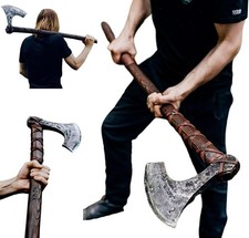 Large Berserker Axe Norse Axe Scandinavian Double Handed Viking Hatchet Axe picture