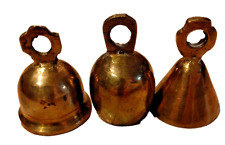 Vintage Solid Brass Patina Temple Bells Lot of 3 Plain Church Choir Bells India picture