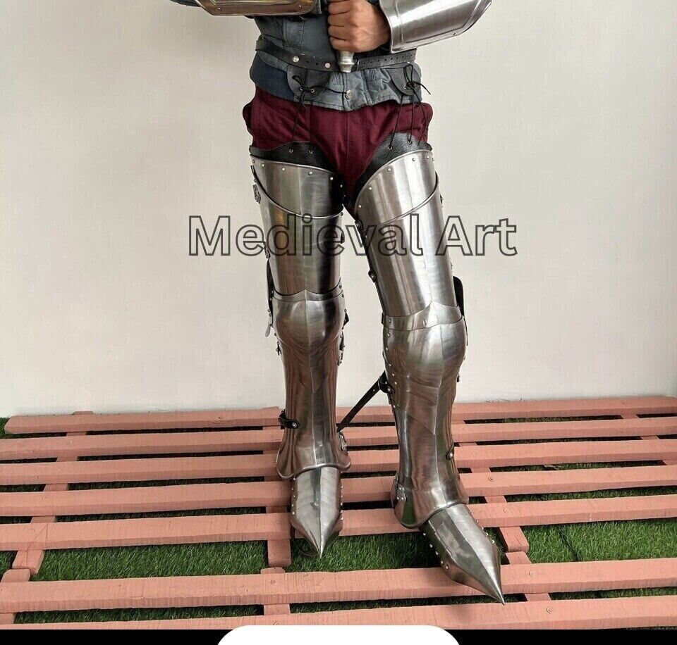 Medieval Steel Warrior Gothic Leg Armor FULL SET Knight Greaves Armor Cosplay