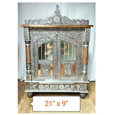 Oxidized Plated Temple Mandir Wooden Temple for Home Handmade Puja Ghar Altar picture