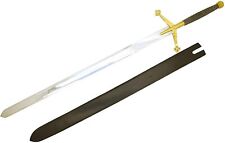 Medieval Warrior Fantasy Claymore Sword with Black Leather Sheath picture