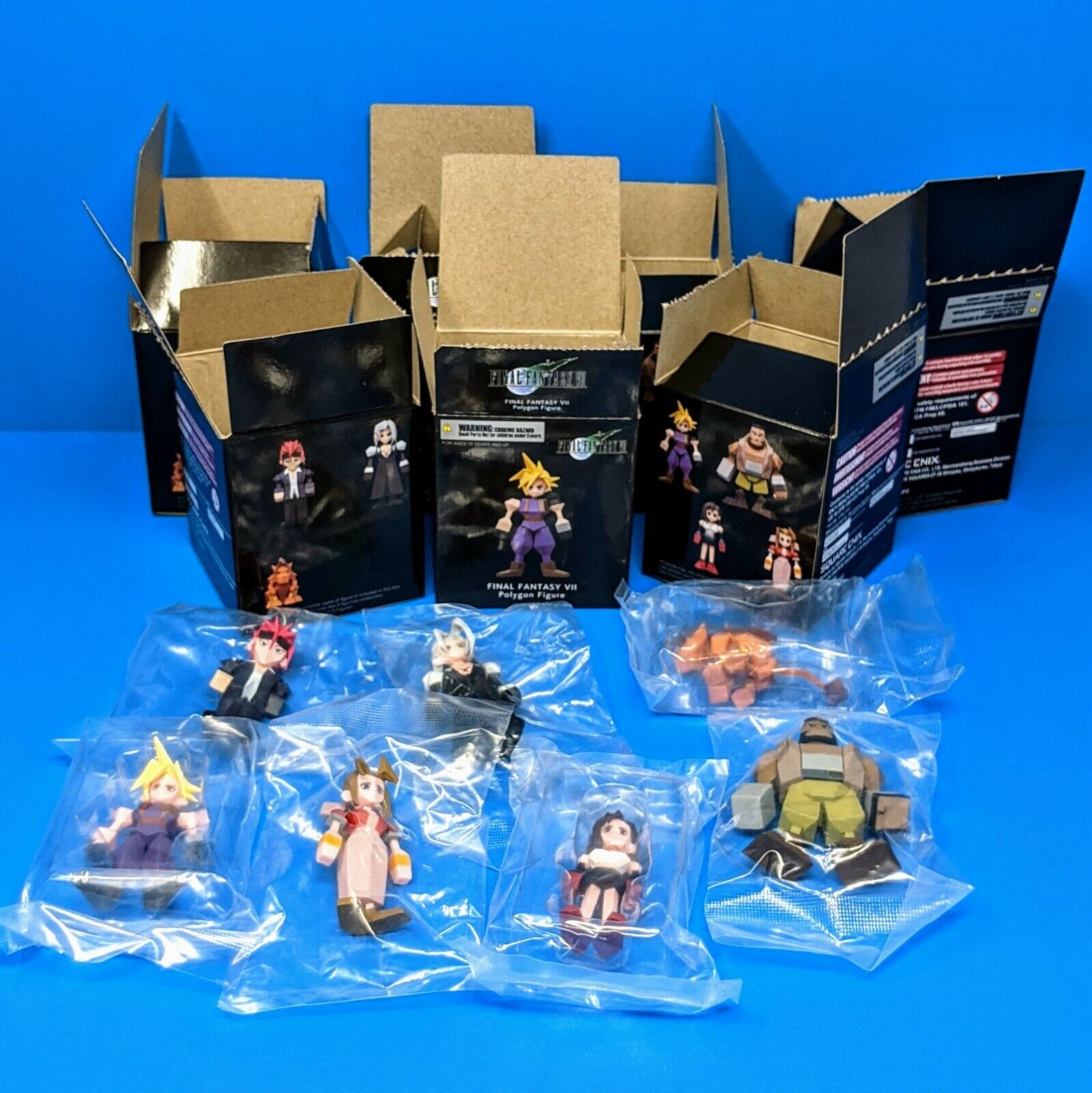 Final Fantasy 7 VII FF7 Remake Polygon Mini Figure Statue Set of 7 with Boxes