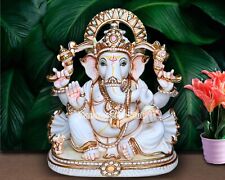 White Lord Ganesh Statue Idol for Hindu Home Temple Religious Decor picture