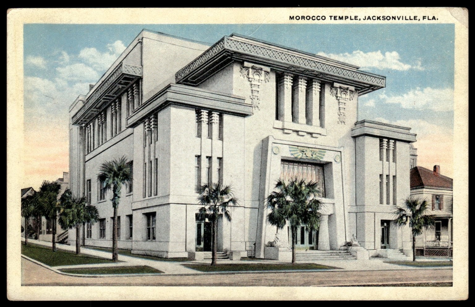 Morocco Temple Jacksonville FL Postcard H & W B Drew Co Fraternal Building