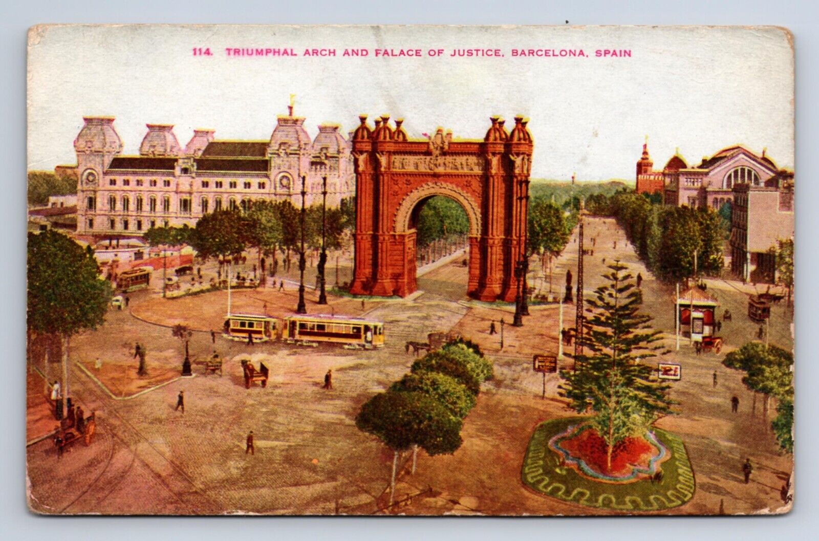TRIUMPHAL ARCH AND FALACE OF JUSTICE BARCELONA SPAIN POSTCARD BD