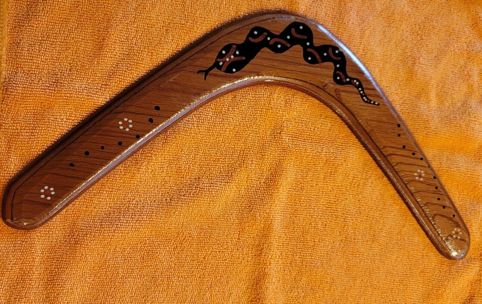 Dreamtime Easyfly Boomerang•Australia•Wood•Art•Snake•Handpainted 