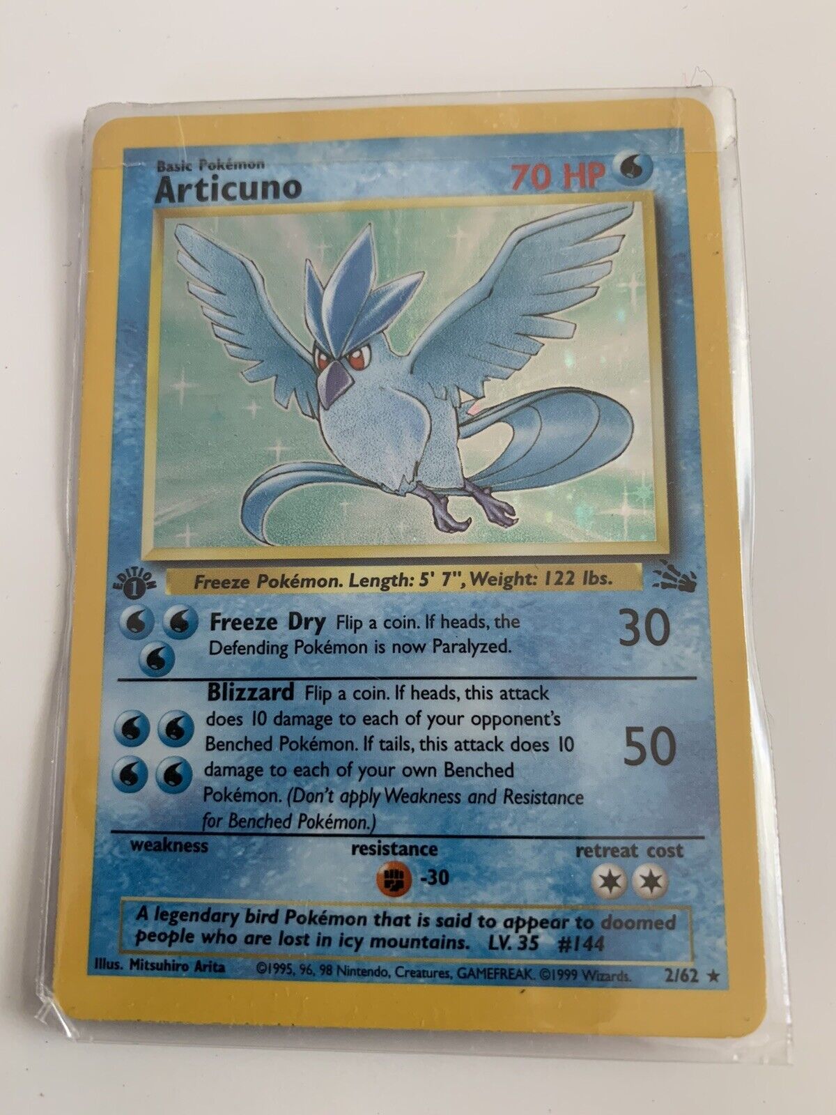 Pokémon 1st Edition Articuno 2/62 / Base Set Holo NEAR MINT / 1999