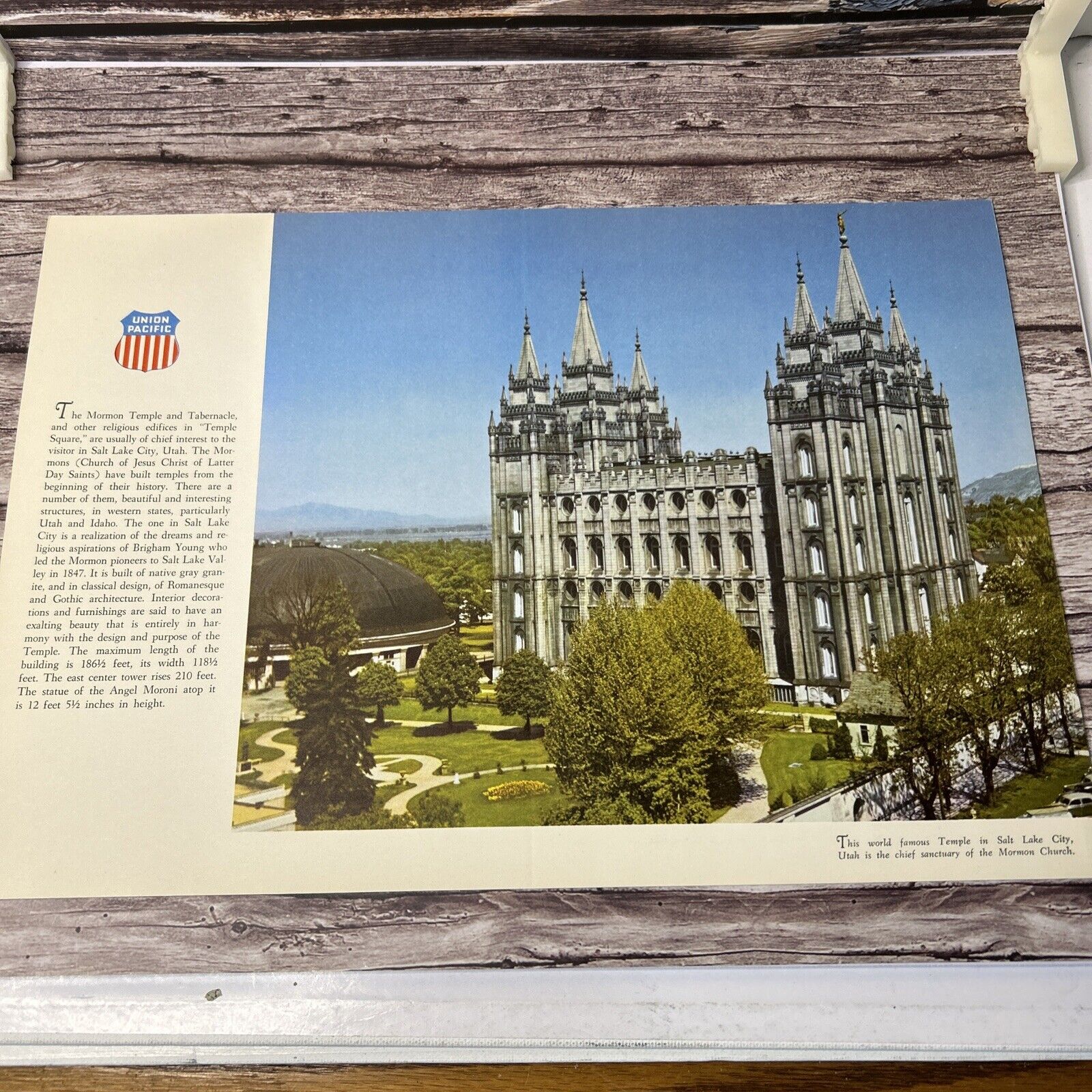 Vintage Union Pacific 1951  Menu Mormon Temple, Salt Lake City   D