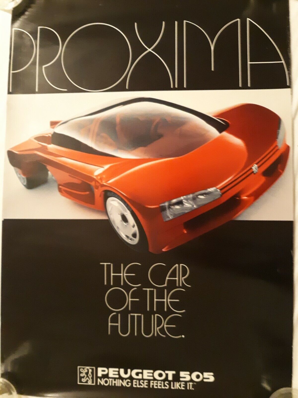 VERY RARE FUTURE PROXIMA PEUGEOT 1987  automobile 16 X 23 poster