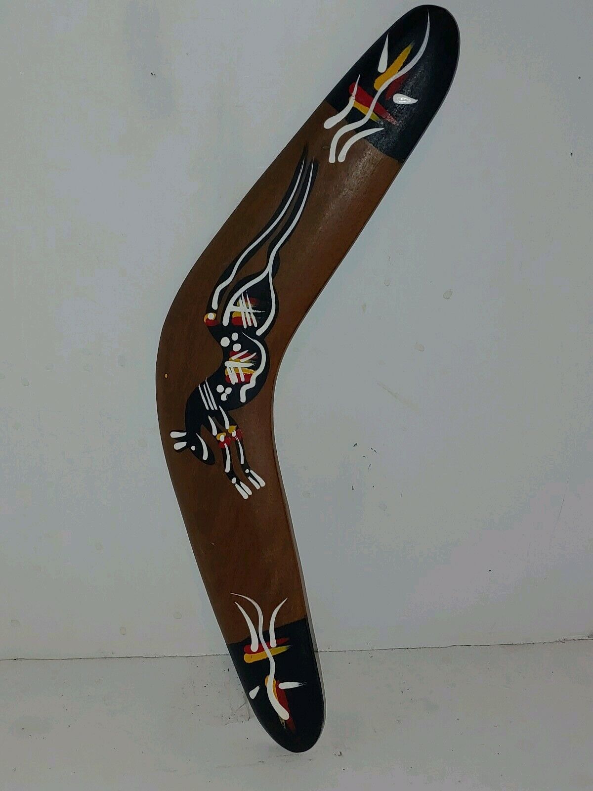 Aboriginal Wood Hand Crafted Kangaroo Throwing Boomerang. Made in Australia