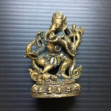 VTG Mini Brass Standing Ganesh Temple Statue Hindu god Hinduism figurine 2.5