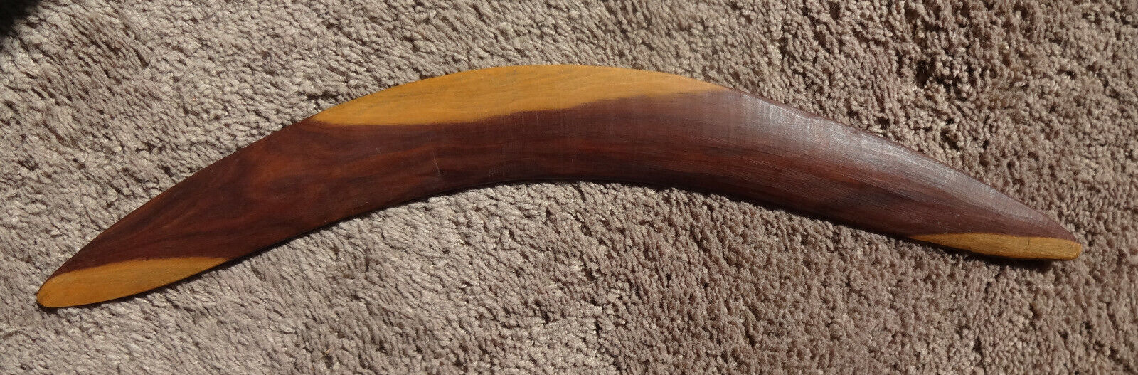 Vintage 22 inch Beautiful Multi Color Wooden Boomerang, Unknown Origin