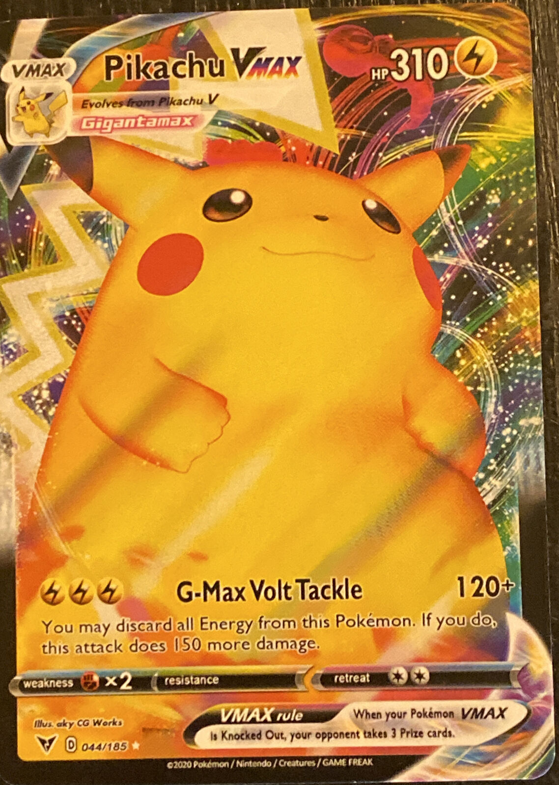 Pokemon Card Pikachu VMax 044/185 Vivid Voltage Full Art Ultra Rare Holo Mint