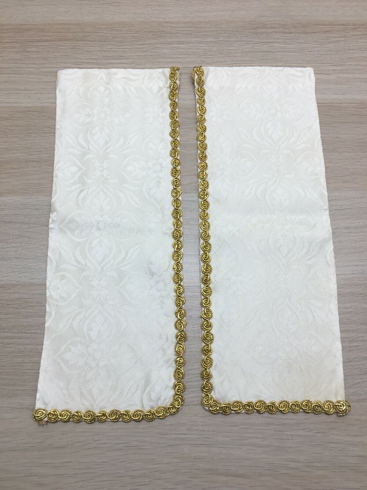 WHITE TABERNACLE CURTAINS WITH GOLD EDGE