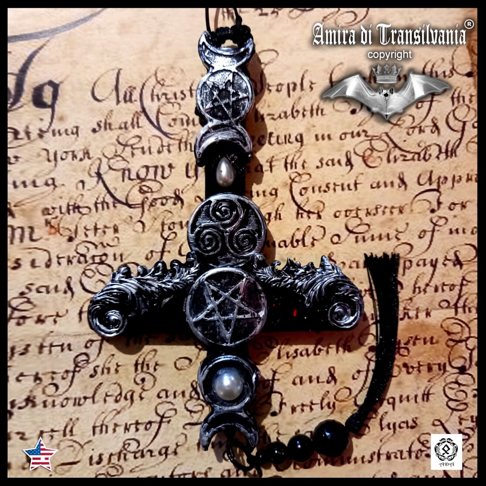 crucifix necklace pendant talisman wicca celtic jewelry pentacle trIskell druids