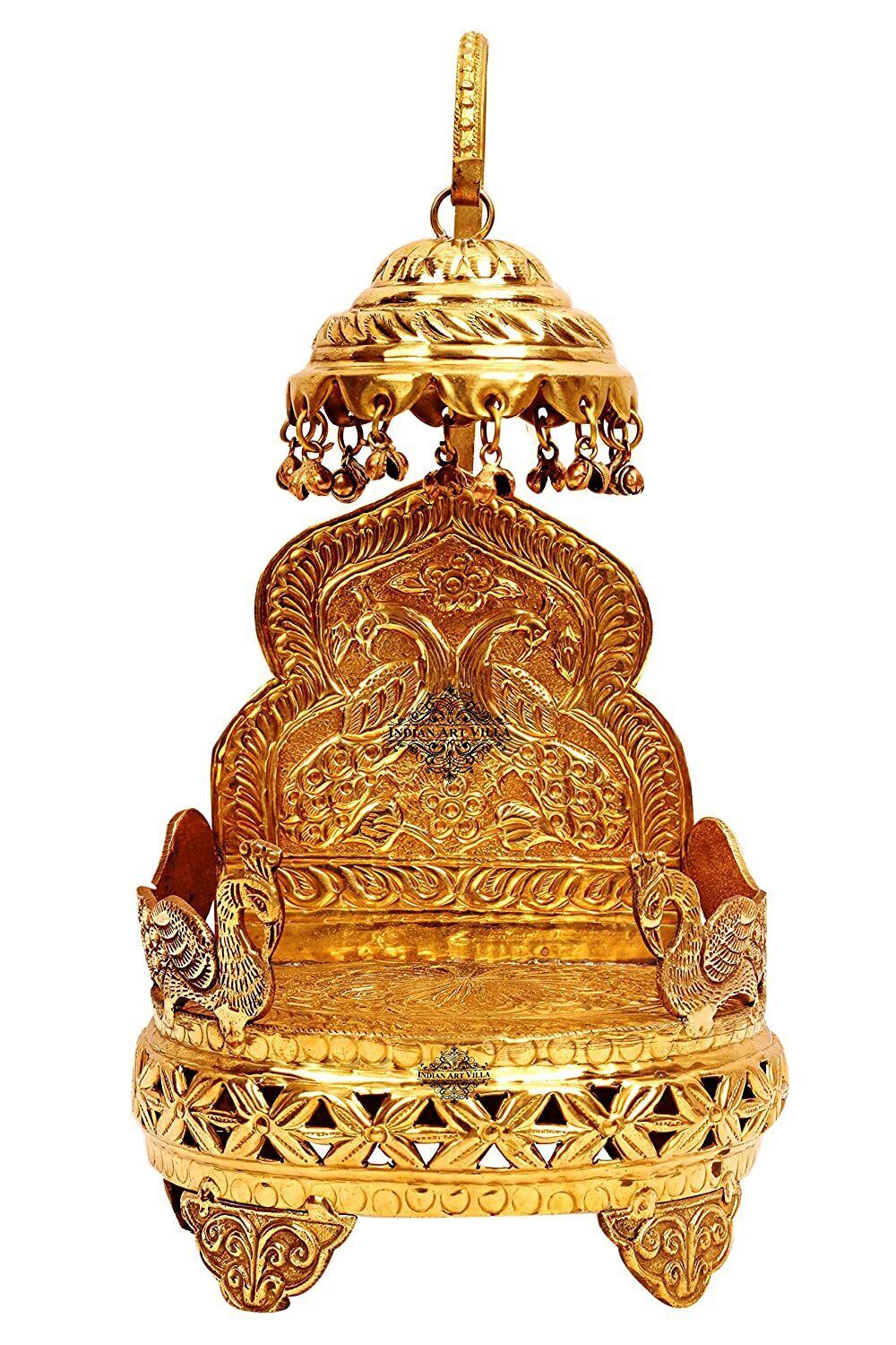 Handmade Peacock Design Brass Round Singhasan Chair of God,Temple Home Pooja,11