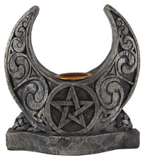 Celtic Knot Moon Pentacle Taper Candle Holder Dryad Design Wicca - Stone Finish picture