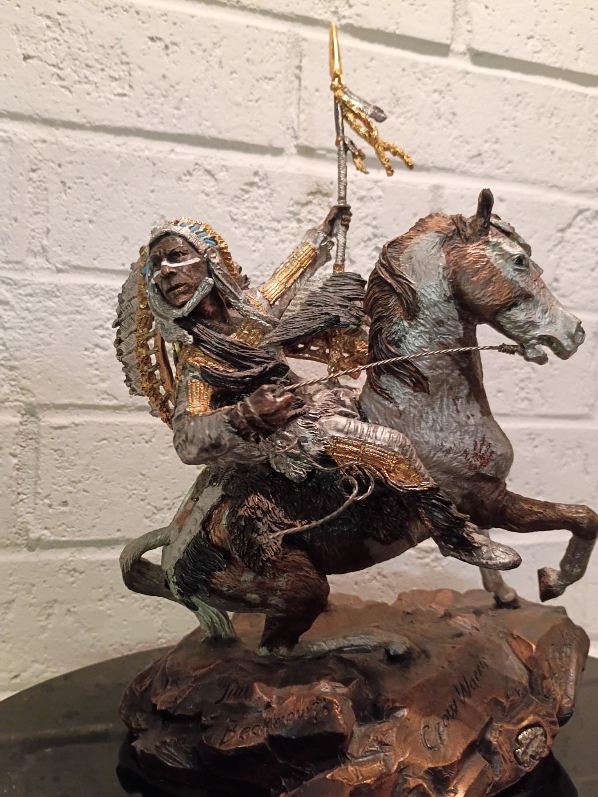 CHRISTOPHER PARDELL 1990 CROW WARRIOR LEGENDS MIXED MEDIA BRONZE SCULPTURE