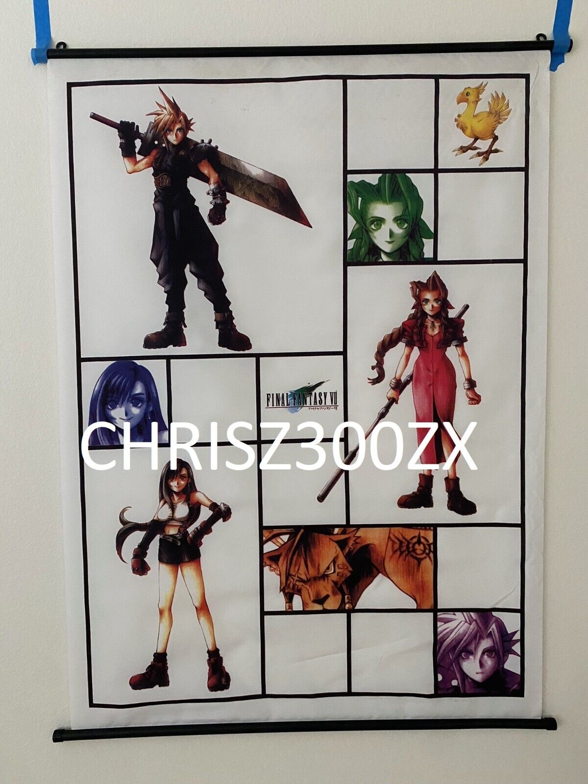 Final Fantasy VII Wall Scroll Cloud Tifa Aerith Red xiii Chocobo Tapestry Art