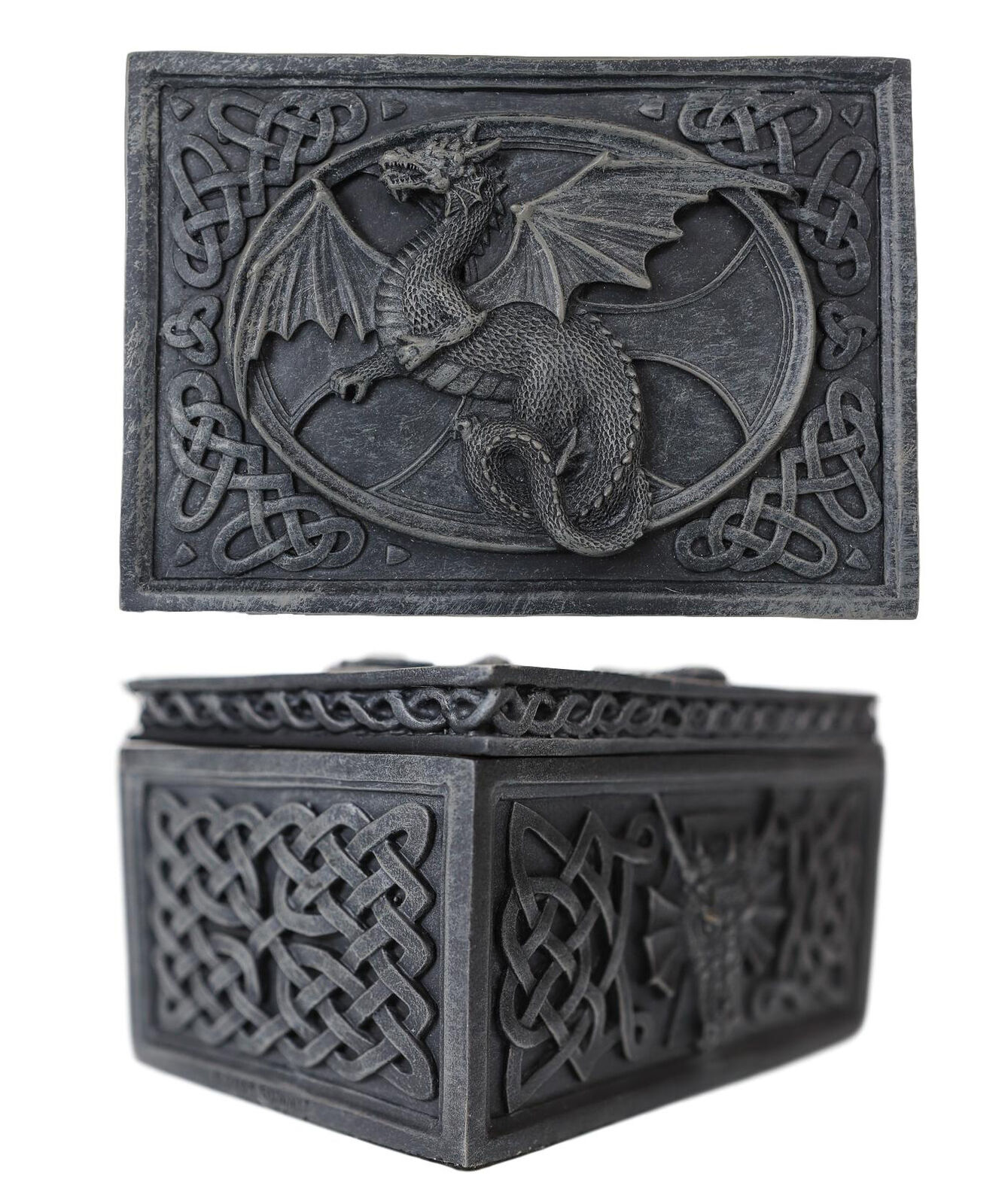 Ebros Celtic Knotwork Moon Dragon Voyage Decorative Jewelry Trinket Box 5\
