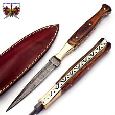 HandMade Forged Hunter Knife Damascus Steel Boot Throwing Dagger Hunting Knife picture