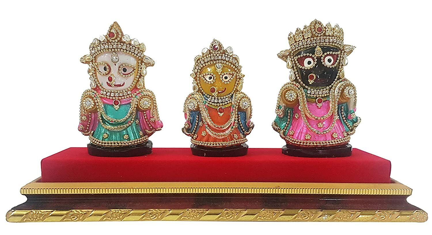 Lord Jagannath Balaram & Subhadra Statue Murti Idol Indian Showpiece Temple Gift