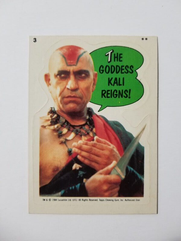 1984 INDIANA JONES TEMPLE OF DOOM TRADING CARD STICKER #3 THE GODDESS KALI REIGN