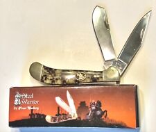 Steel Warrior Cobra Skin Saddle Horn Trapper Folder Knife 2 Blades 3 3/8