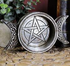 Wicca Triple Moon With Pentagram Circle Celtic Knotwork Crystals Candle Holder picture