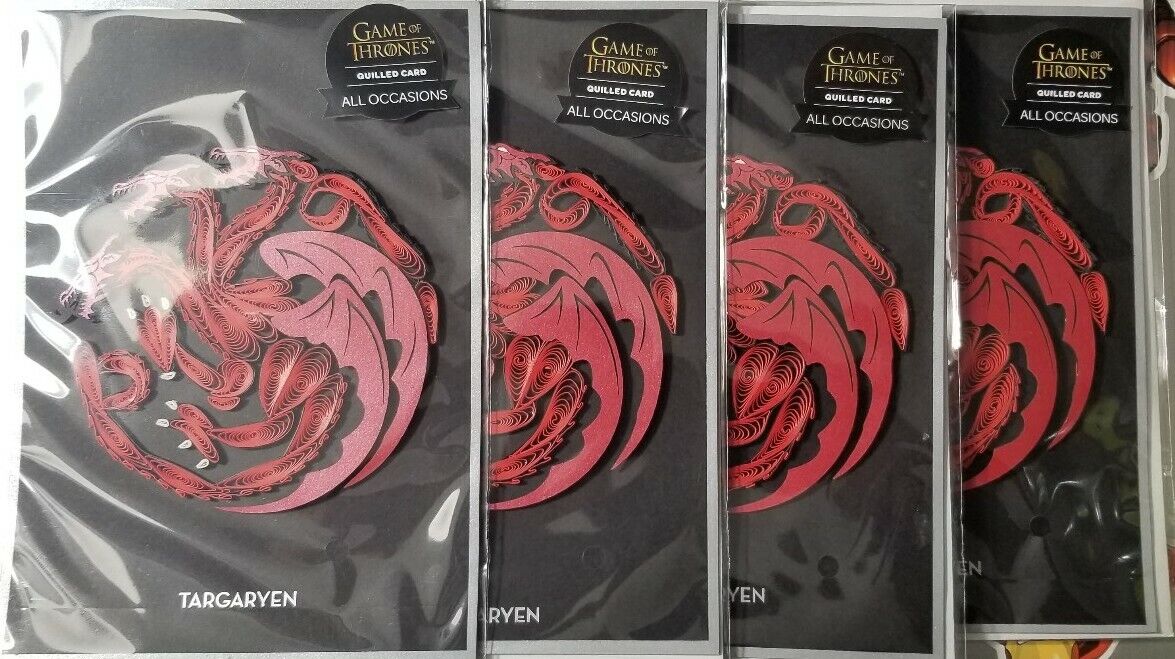 Set Of 4 Game of Thrones: House Targaryen Quilled Cards