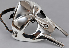 Chrome Gladiator Mask, Silver Metal Warrior Face, Medieval Cosplay Accessory picture