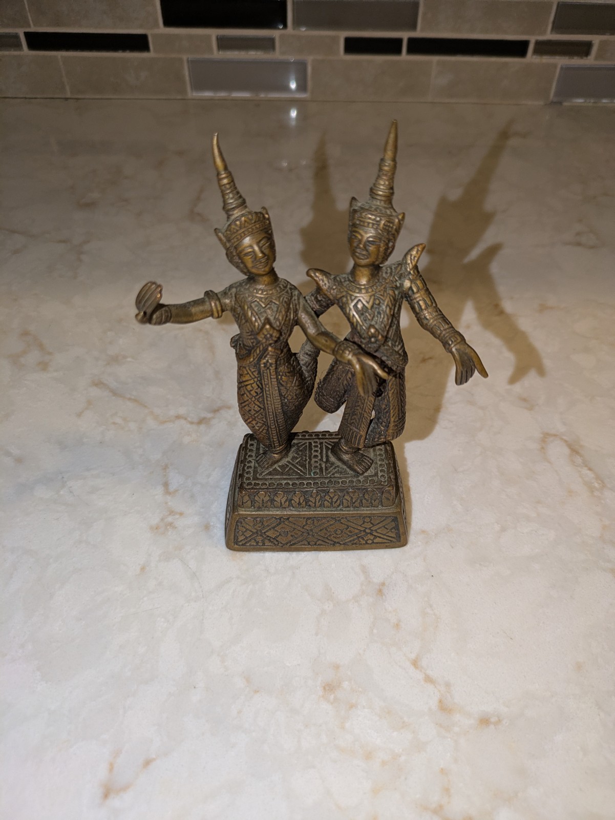 Vintage Brass/Bronze Thai Temple Dancers Figurine (5.5