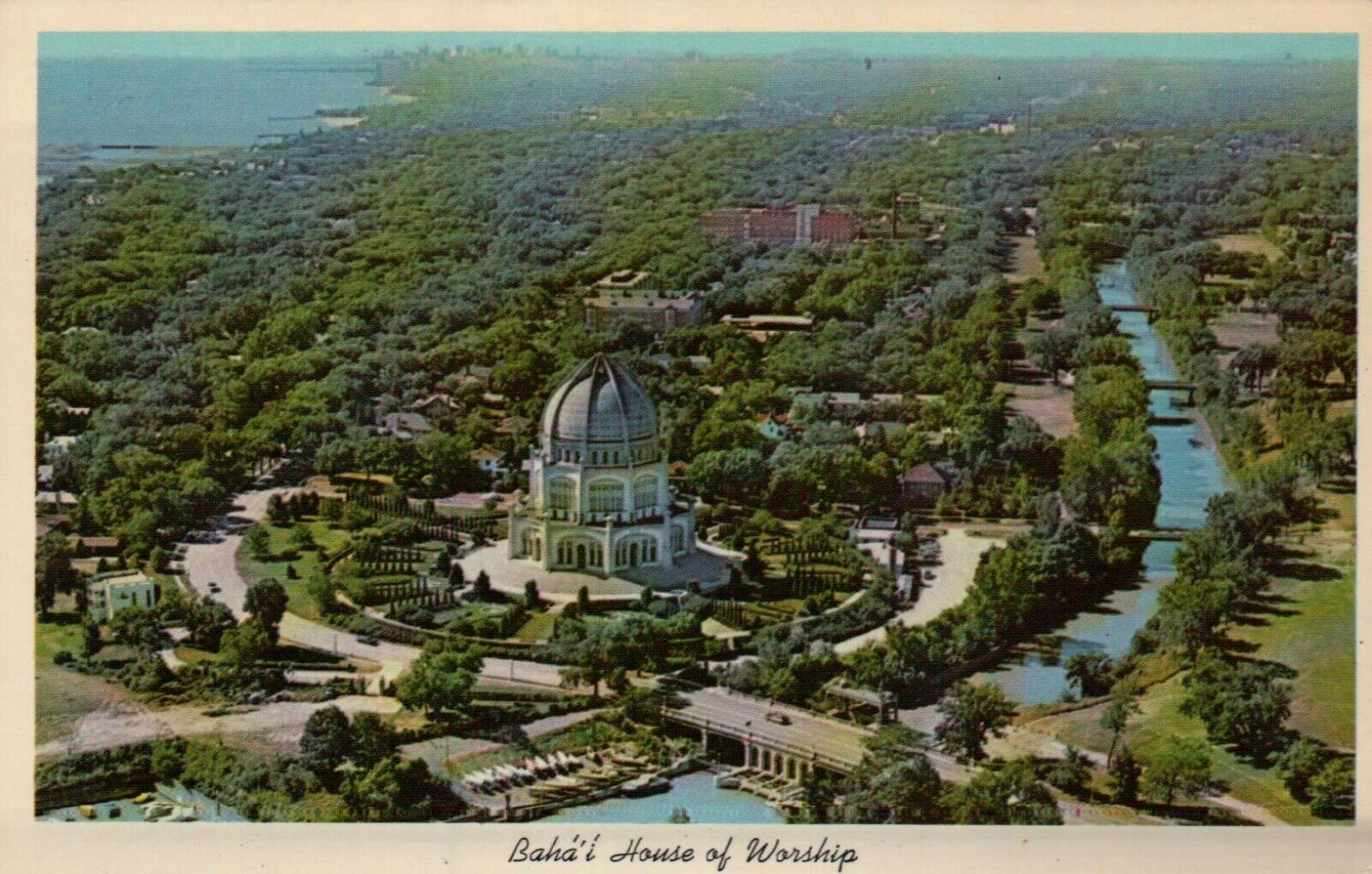 The Bahai House of Worship Wilmette Illinois, Aerial - Standard Chrome Postcard