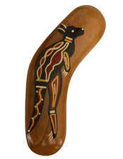 Wood Boomerang Australian Souvenir Kangaroo Aussie Design Handcrafted picture