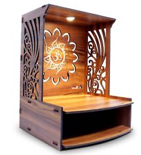 Handcrafted Teak Finish Wooden Temple With Storage Pooja Stand for Home Decor picture