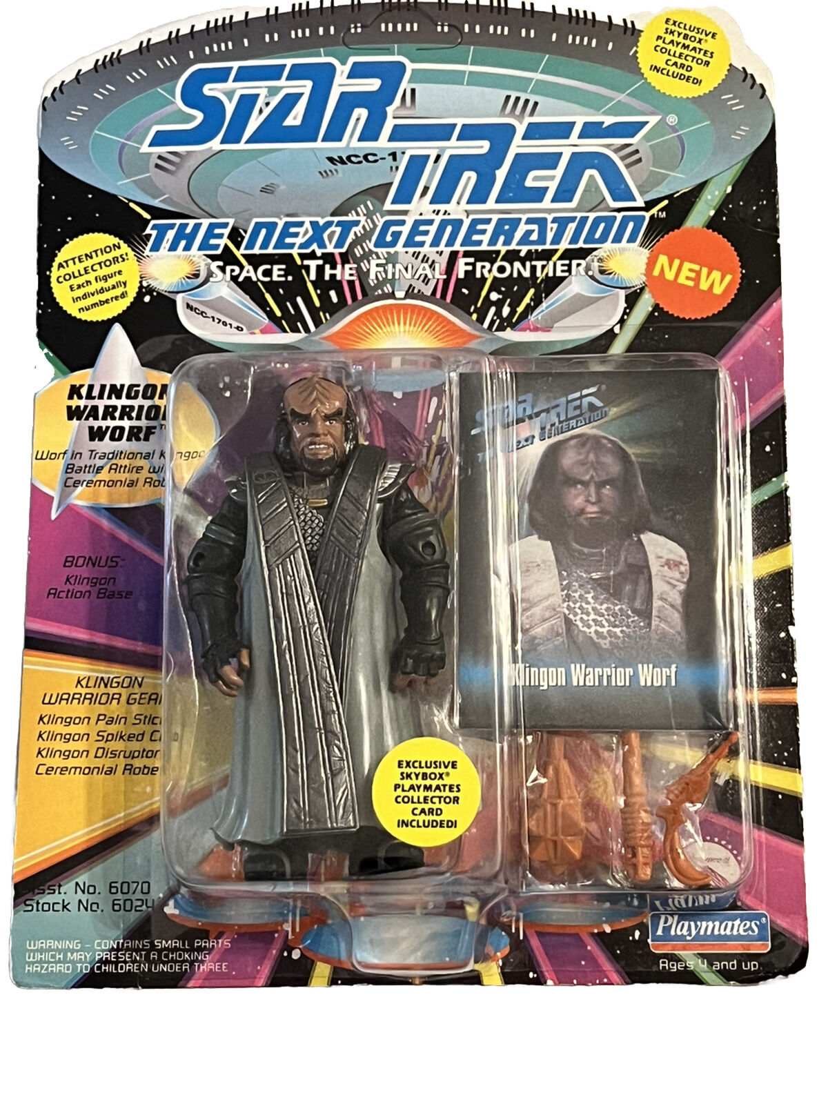 NIB 1993 STAR TREK Next Generation Klingon Warrior WORF Action Figure 6024