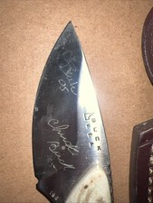 BUCK KNIVES MODEL 196 BOONE CROCKETT MINI ALPHA HUNTER KNIFE SILVER  2006 Signed picture