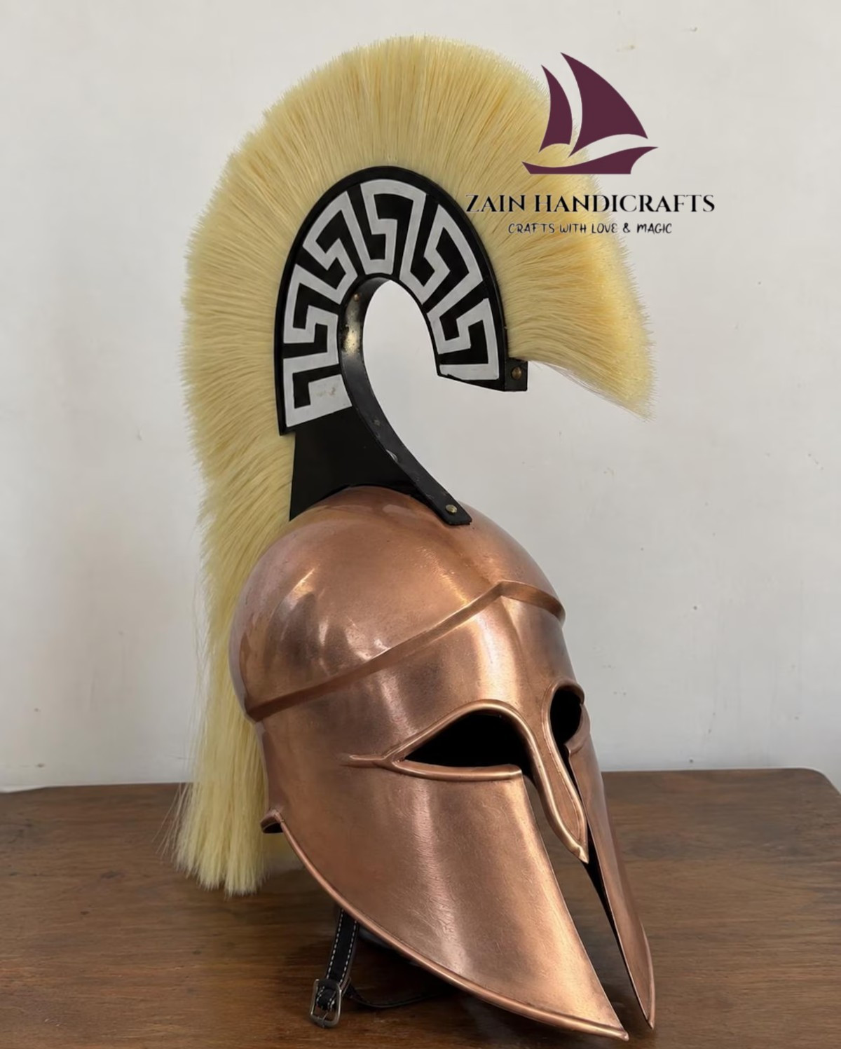 ZAIN Greek Corinthian Helmet Spartan Warrior Ancient Hoplite Horsehair crest