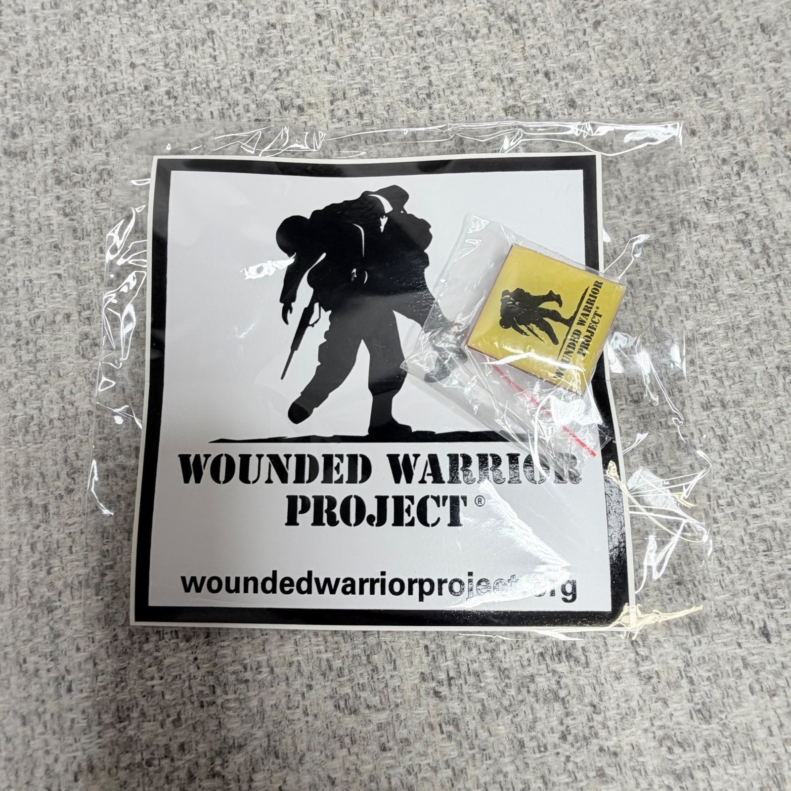 Wounded Warrior Project Military Veteran Support Sticker Decal & Lapel Pin Set