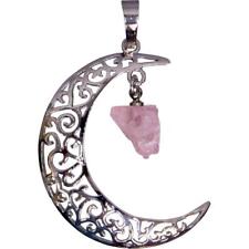 Celtic Crescent Moon Pendant with Rose Quartz Stone picture