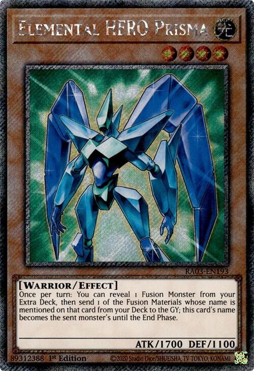 Elemental HERO Prisma RA03-EN193 Platinum Secret Rare 1st Ed Elemental HERO Prisma RA03-EN193 Platinum Secret Rare 1st Ed